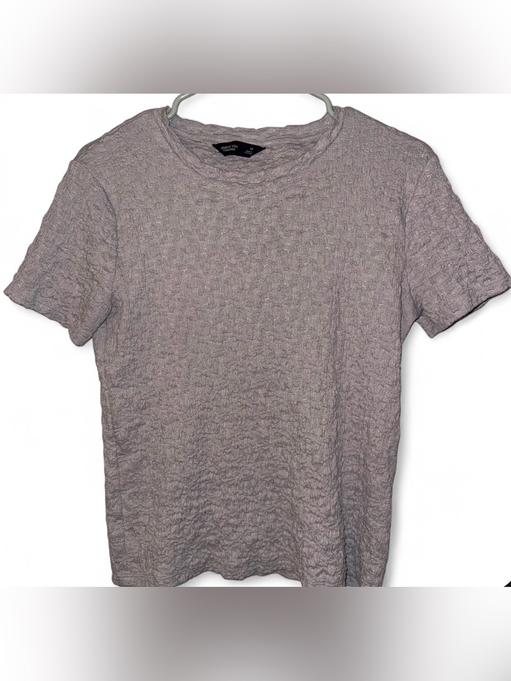 Simply Vera Wang Gray Textured Crinkle Short Sleeve Tee Shirt Medium